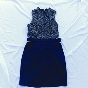 Navy Blue Sleeveless Formal Dress